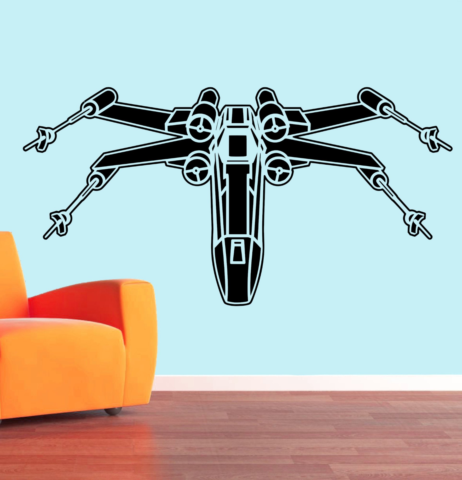 46383 X Wing Fighter Front Wandtattoo Wohnzimmer Sessel-orange